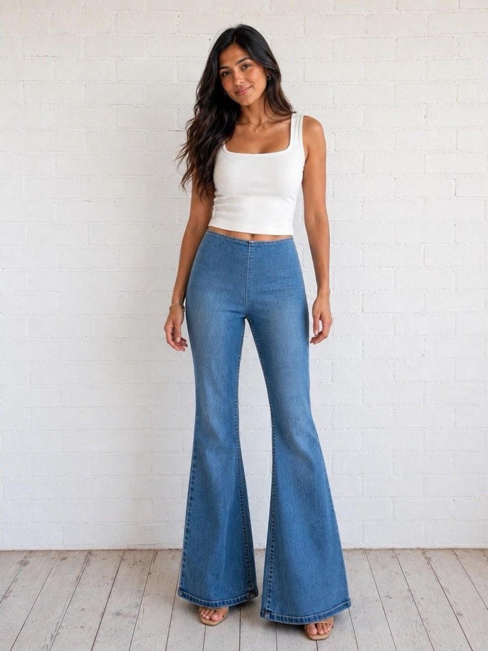 Free People High Rise Blue Flare Boho Jeans